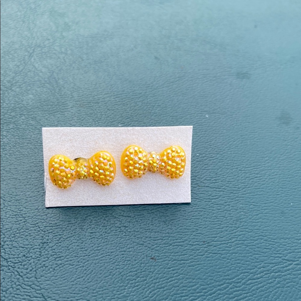 Yellow Bow Stud Earrings
